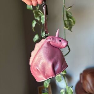 Coach unicorn keychain pouch